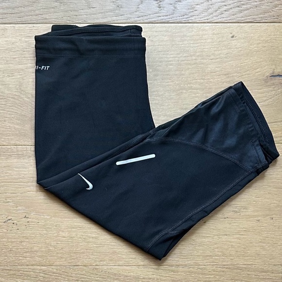 Nike Womens S Black Dri Fit Reflective Drawstring Capri/Knee Leggings - Picture 8 of 8